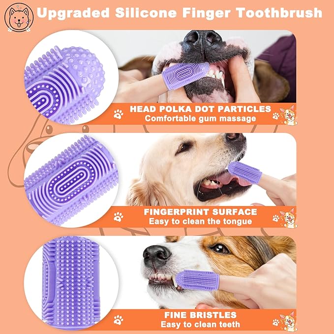 Dog Toothbrush Dog Tooth Brushing Kit 4Pack Dog Finger Toothbrush Dog Tooth Brush Puppy Toothbrush Dog Toothbrush Kit Pet Finger Toothbrush for Dog Teeth Cleaning&Dog Dental Care