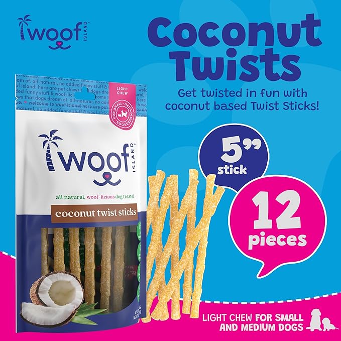 Coconut Dog Chews - Premium, All Natural Coconut Dog Treats - Healthy Puppy Treats & Vitamin Rich Rawhide Free Dog Chews - (Original)