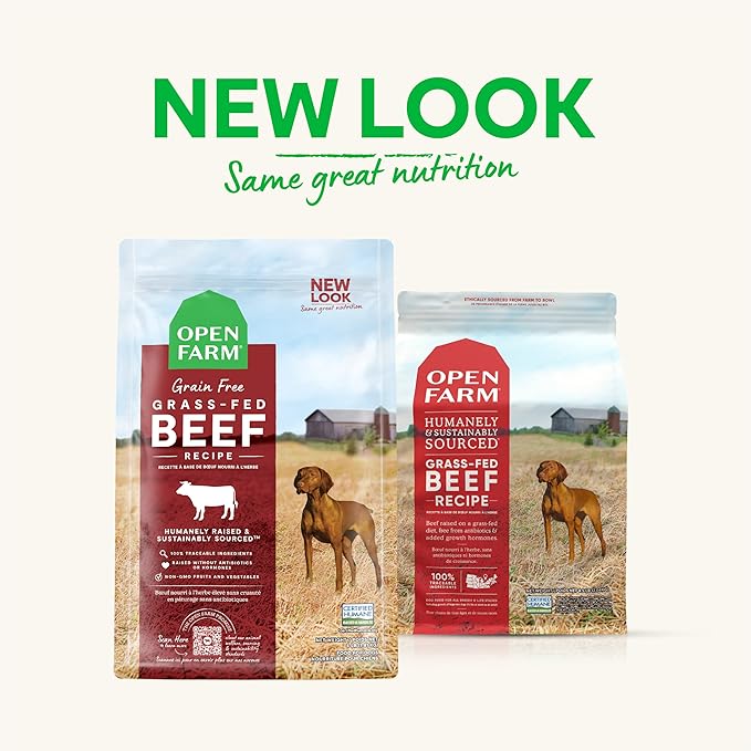 Open Farm Grass-Fed Beef Grain-Free Dry Dog Food, 100% Humanely Raised Wagyu Recipe with Non-GMO Superfoods and No Artificial Flavors or Preservatives, 22 lbs