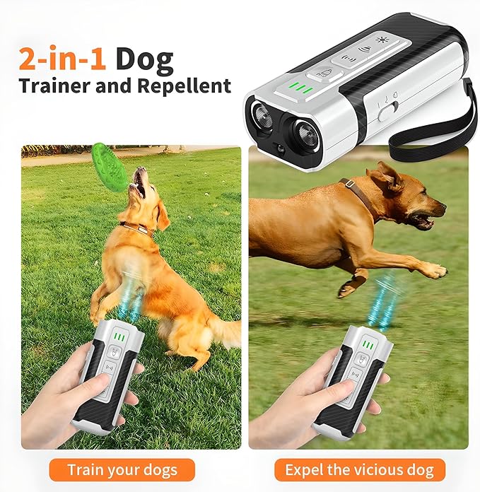 UltraSonic Dog Deterrent,Dog Ball Thrower,Machine Stop, Barking Dogs, pet Stop, cat Deterrent,indoordog bark,Control Dog, Pee Training, Large Dog Accessories, Anti Barking Devices, Silver