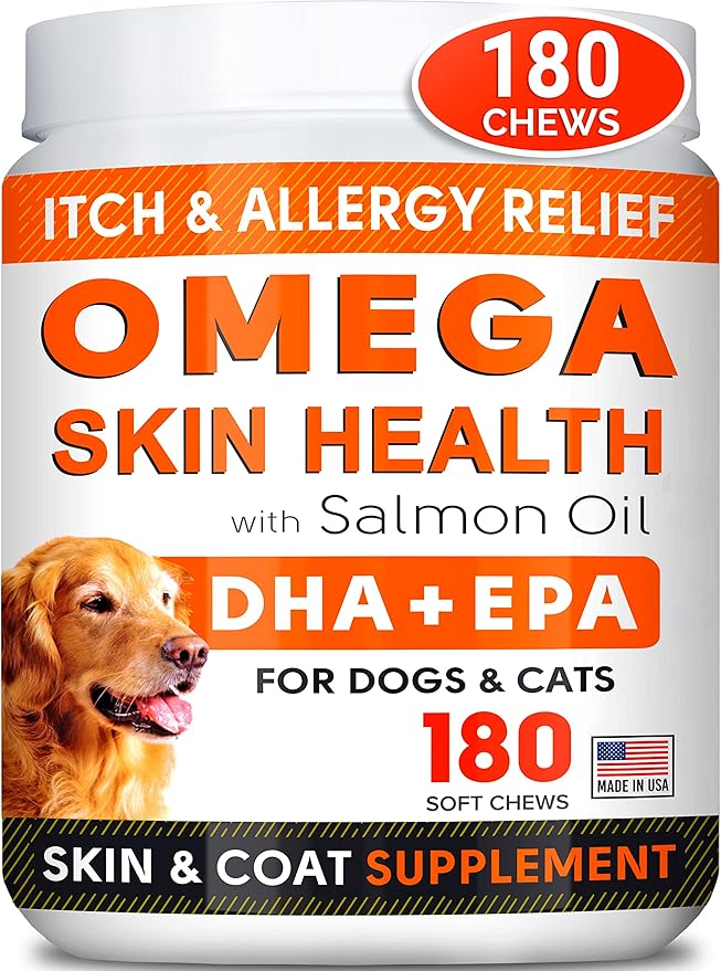 STRELLALAB Fish Oil Omega 3 Treats for Dogs - Allergy and Itch - Skin and Coat Supplement - Joint Health - Wild Alaskan Salmon Oil - Omega 3 6 9 - EPA & DHA - 170 Chews - Anchovy