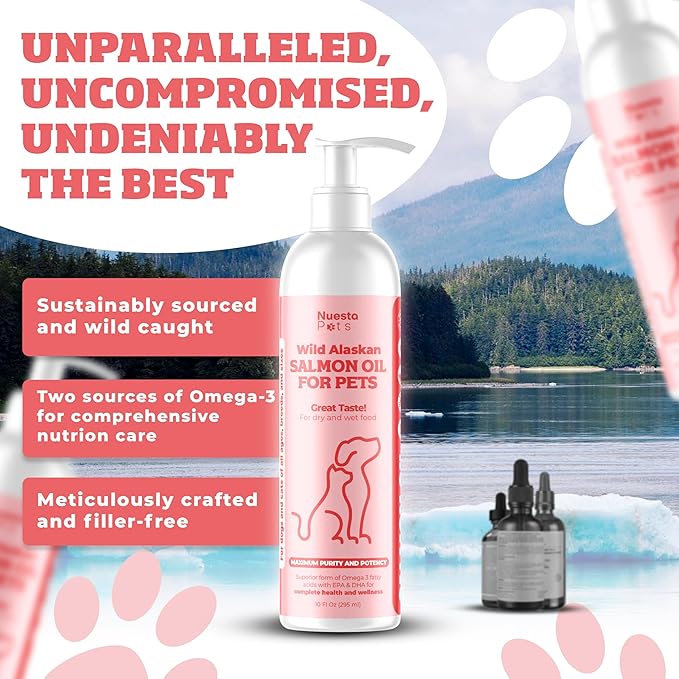 Pets 2-Pack Wild Alaskan Salmon Oil Blend for Dogs & Cats | Omega-3 Boost & Shed Defense | Enhances Coat & Skin, Allergy & Dandruff Relief | Coat Support and Treatment - 20 Fl Oz Total