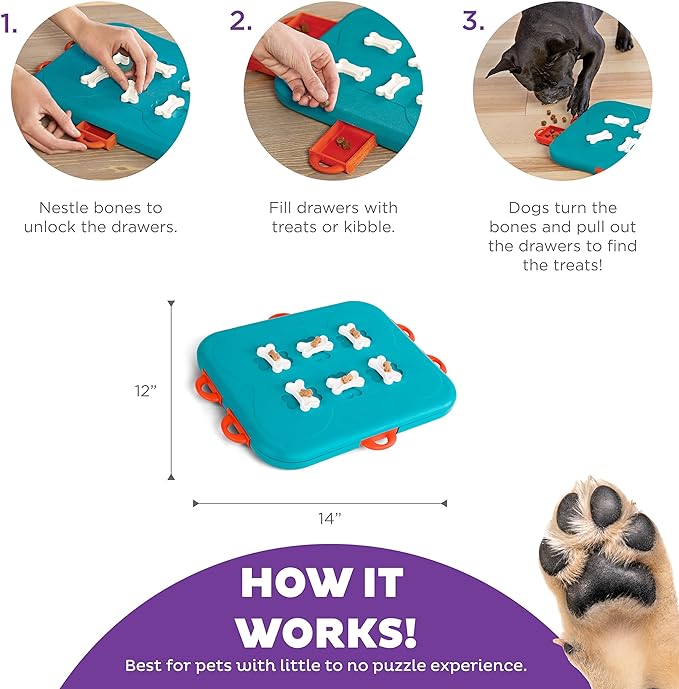 Outward Hound Nina Ottosson Dog Casino Dog Puzzle Interactive Treat Puzzle Dog Enrichment Dog Toy, Level 3 Advanced, Turquoise