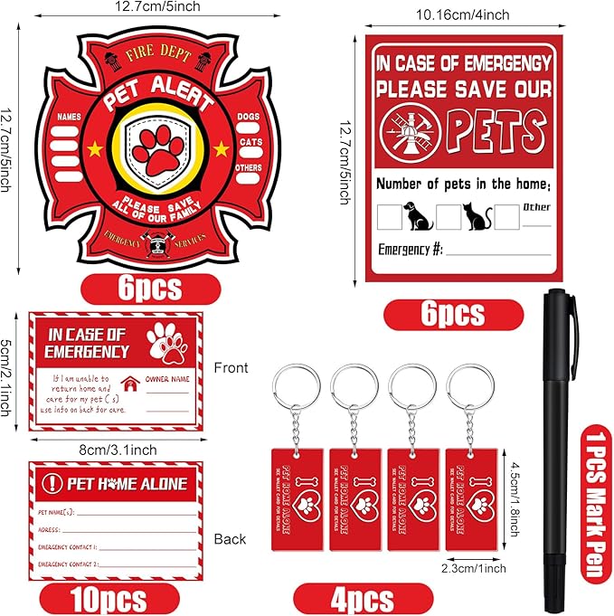 26 Pieces Pet Alert Stickers for House My Pet is Home Stay Alone Key Tag Home Safety Cards Pets Inside Sign Pet Alert Fire Stickers for Dogs Emergency Pet Inside Decal Home Window Door Sign Rescue