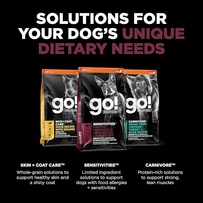 GO! SOLUTIONS Sensitivities – Lamb Recipe – Limited Ingredient Dog Food, 12 lb – Grain Free Dog Food for All Life Stages – Dog Food to Support Sensitive Stomachs