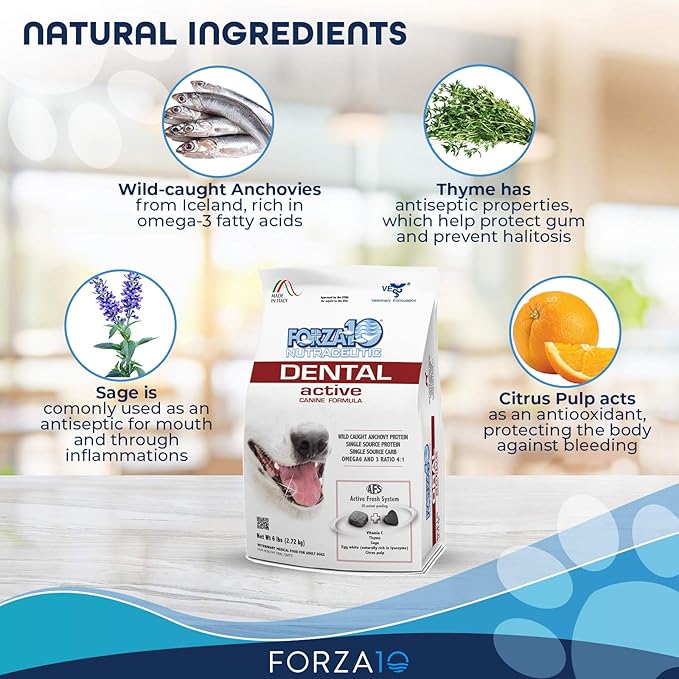 Forza10 Active Oral Care Dog Food, Limited Ingredient Dry Dental Dog Food for Dental Care and Bad Breath, 6 Pound Bag for Adult Dogs