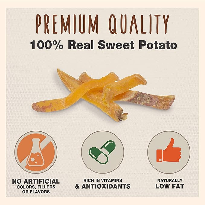 Cadet Gourmet Sweet Potato Fries Dog Treats - Healthy & Natural Sweet Potato Dog Training Treats for Small & Large Dogs - Inspected & Tested in USA (1 lb.)