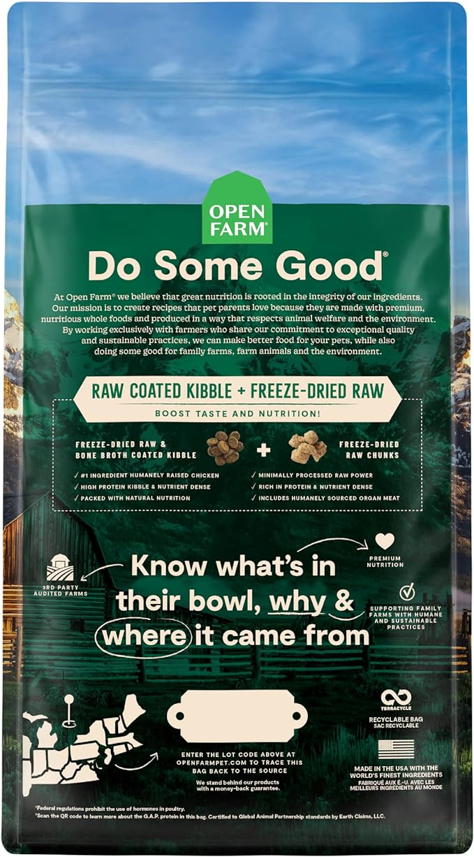 Open Farm RawMix Prairie Recipe for Cats, includes Kibble, Bone Broth, and Freeze Dried Raw, Inspired by The Wild, Humanely Raised Protein and Non-GMO Fruits and Veggies, 8 lb