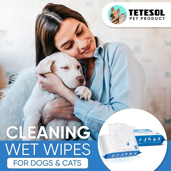 Dog Wipes for Dogs Cats, 200 Count All Purpose Cleaning Pet Wipes, Dog Ear Wipes, Quick Easy Grooming for Bums, Body, Paws, Eyes, for A Easy & Speedy Freshen-Up, 2 Travel Pack of 200 Wipes