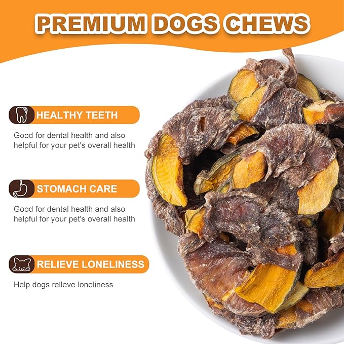 Duck Meat Pumpkin Dog Treats - Dog food Natural Chews Snacks Protein-Rich Real Meat Grain Free Healthy Pet Food for Training Small Medium Large Dogs (5 OZ)