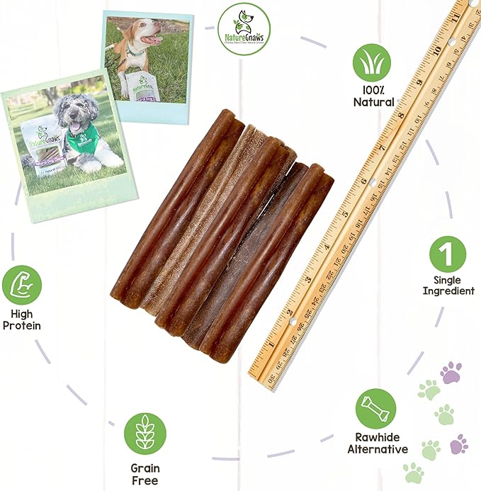 Nature Gnaws Beef Collagen Chews for Dogs - Premium Natural Beef Hide Bones - Long Lasting Bully Stick Alternative Chew Treats for Aggressive Chewers 6"