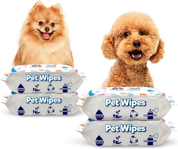 400 Gentle Puppy Wipes for Butt and Paws - Hypoallergenic, Easy to Use for Dog and Cat Cleaning and Deodorizing - Wet Grooming Wipes to Sanitize your Pet's Toys
