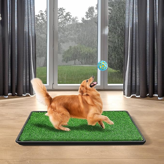 35 x 24In Dog Grass Pad with Tray Pet Potty Fake Grass Training Mat Artificial Grass for Dogs with tray on Indoor and Outdoor
