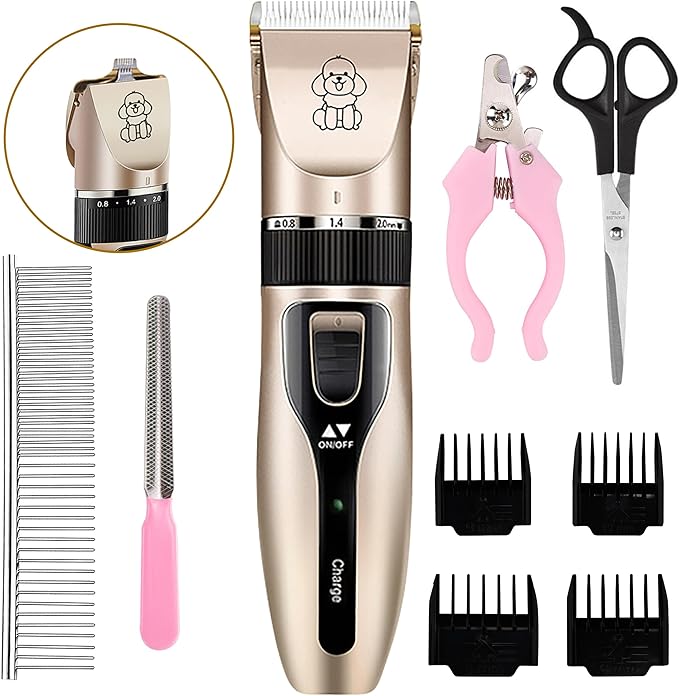 2 in 1 Pet Paw Hair Trimmer Electric Multi Dog Hair Clippers for Thick Coat Cordless Grooming Tool Kid Hair Clipper for Child Rechargeable for Medium and Large Dogs and Cats Face Ear Rump