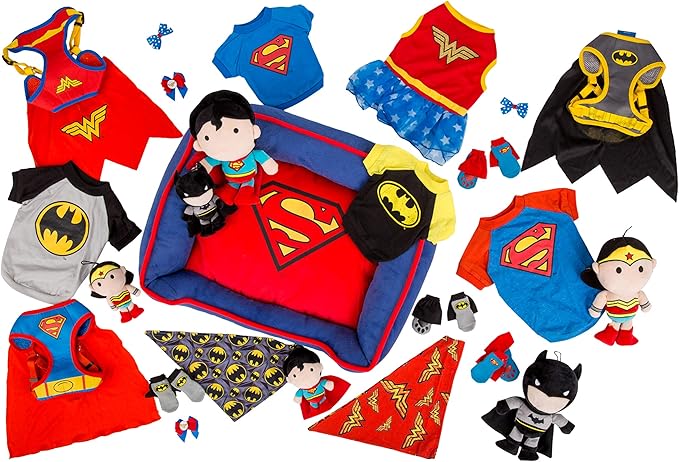 DC Comics for Pets Dog Bandana | Wonder Woman Logo Repeated Pattern |Super Adorable Superhero Scarf for Pets | Wonder Woman Dog Bandana Dog Apparel & Accessories