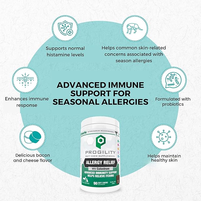 Nootie Progility Allergy Relief Supplement, Itch Relief Supplement for Dogs, 90 Soft Chews per Container