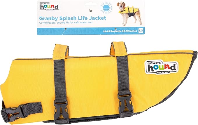 Outward Hound Granby Splash Yellow Dog Life Jacket, Large