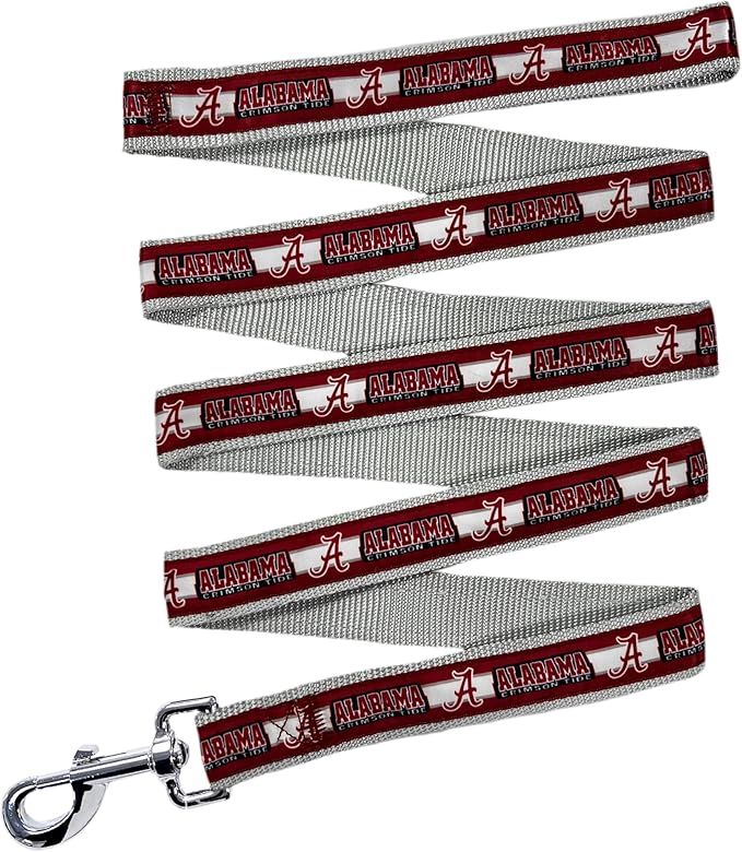 Pets First Collegiate Pet Accessories, Dog Leash, Alabama Crimson Tide, Large