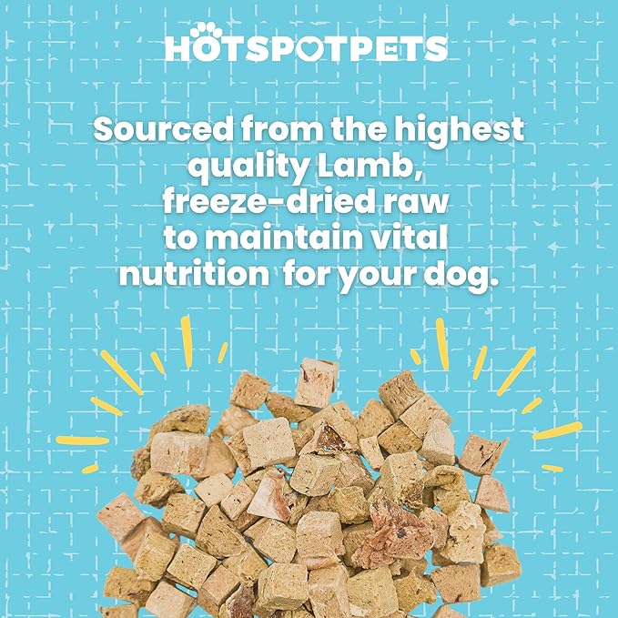 hotspot pets Freeze Dried Lamb Heart Treats for Cats & Dogs - 1LB BIG BAG- Single Ingredient All Natural Grain-Free - Perfect for Training, Healthy Topper or Snack - Made in USA