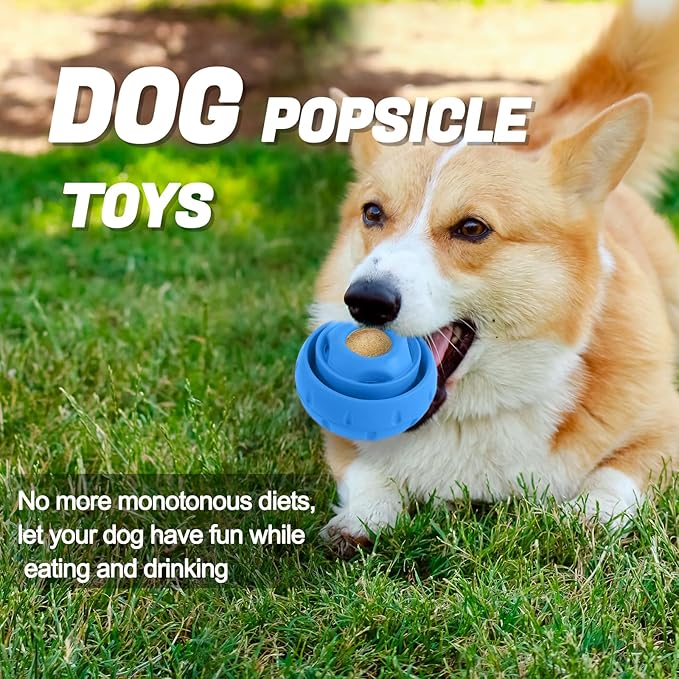 Freezable Fillable Dog Toy: Long-Lasting Rubber Chew Toy with Silicone Treat Tray, Distracts Your Pup from Boredom, Reusable & Dishwasher Safe, for Large Dogs 25lbs+, Blue