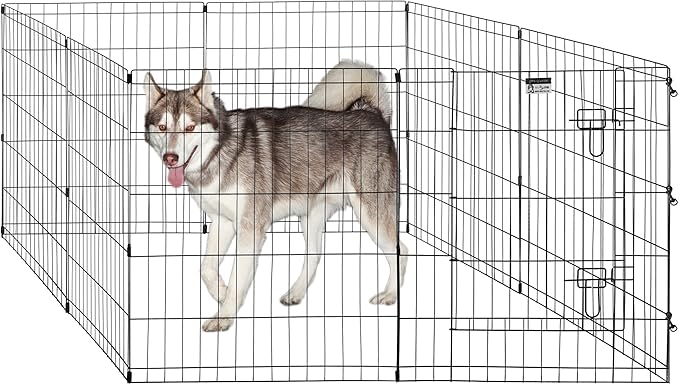 Pet Trex 24" Exercise Playpen for Dogs Eight 24" x 30" High Panels with Gate