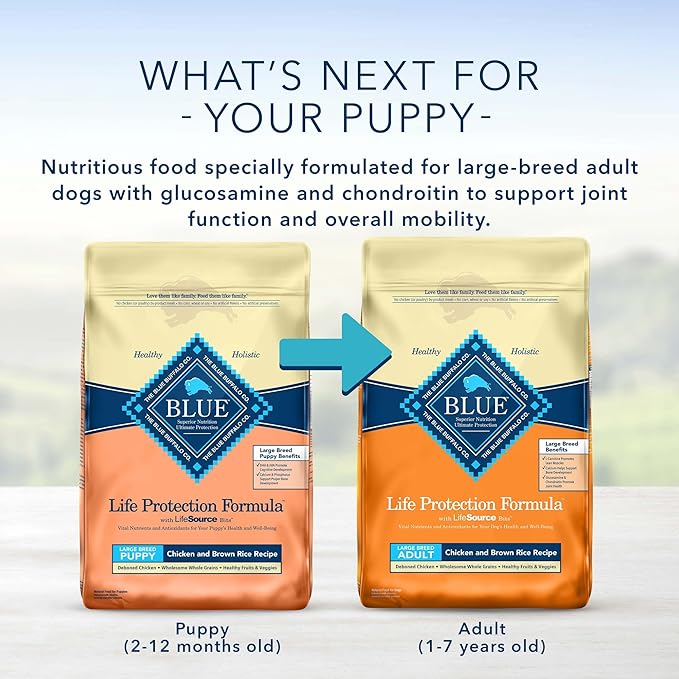 Blue Buffalo Life Protection Formula Natural Puppy Large Breed Dry Dog Food, Chicken and Brown Rice 30-lb