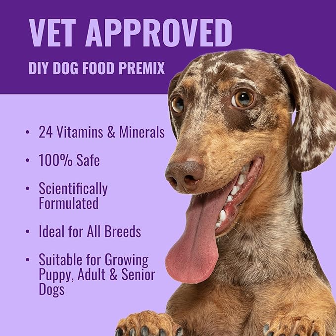 Homemade Dog Food Supplement Dog Vitamins Made in USA Add to Holistic Whole Food Diets Raw BARF All Breeds Puppy Adult 16oz Powder
