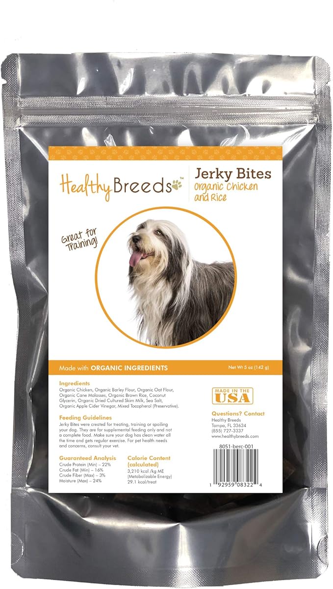 Healthy Breeds Bearded Collie Jerky Bites Chicken & Rice Recipe Dog Treats 5 oz