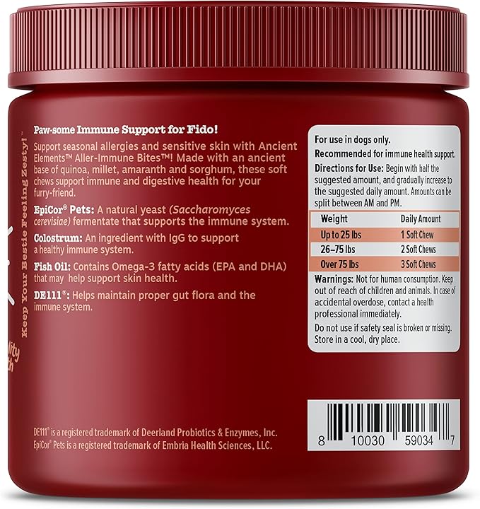 Zesty Paws Dog Allergy Relief - Anti Itch Supplement - Omega 3 Probiotics for Dogs - Digestive Health - Soft Chews for Skin & Seasonal Allergies - with Epicor Pets - Bison - 90ct