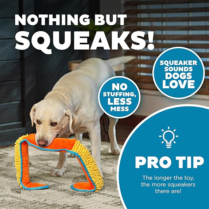 Outward Hound Durablez Tough Plush Squeaky Dog Toy, Nubby Snake, Orange, XL
