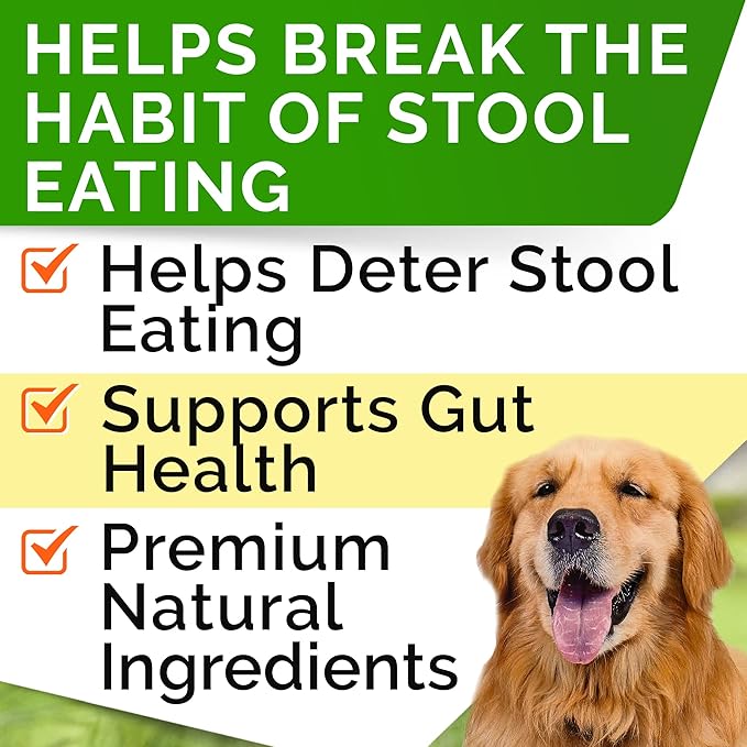 STRELLALAB No Poo Treats - No Poop Eating for Dogs - Coprophagia Stool Eating Deterrent - Digestive Enzymes - Gut Health & Immune Support - Stop Eating Poop - 120ct