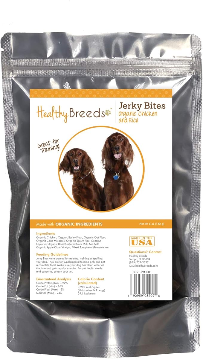 Healthy Breeds Irish Setter Jerky Bites Chicken & Rice Recipe Dog Treats 5 oz