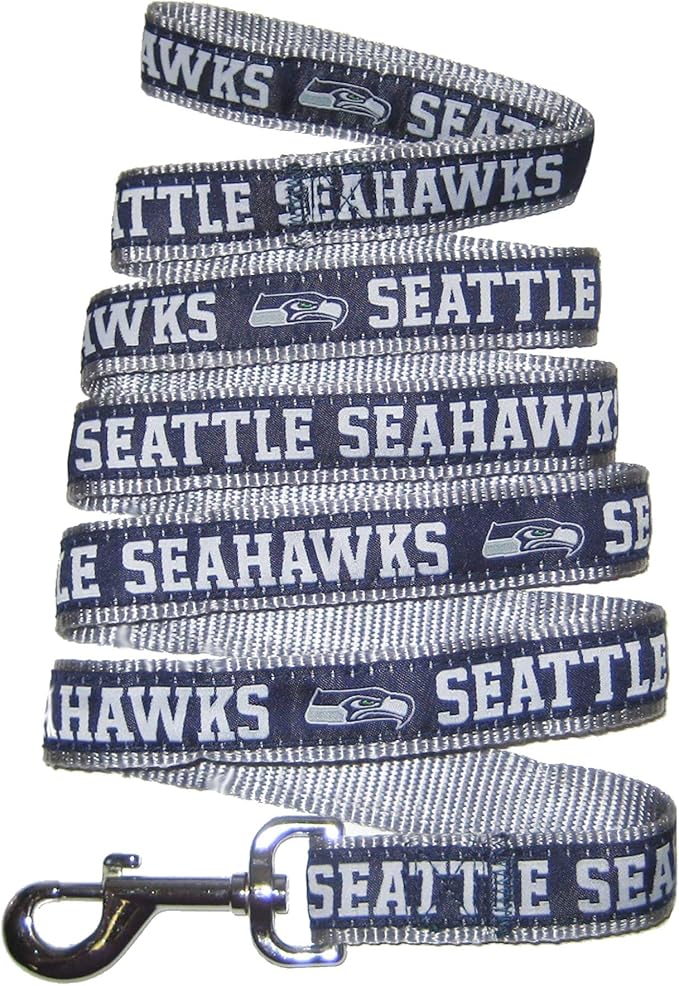 NFL PET Leash, Small, Seattle Seahawks Dog Leash, Football Team Leash for Dogs & Cats. A Shiny & Colorful Dog & Cat Leash with Embroidered Team Name/Logo Licensed by the NFL