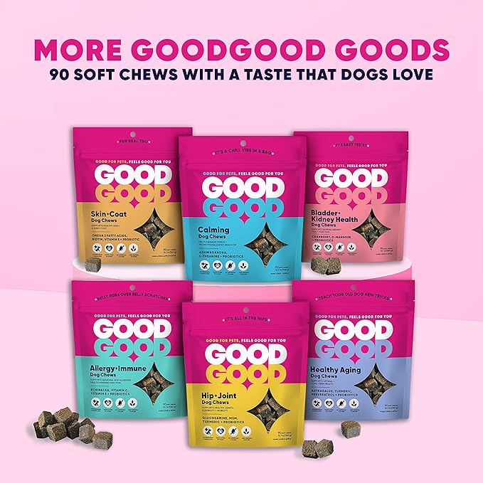 GoodGood Allergy + Immune Dog Supplements; Supports Seasonal Allergies; Chewable Soft Treats with Echinacea; Probiotics; Vet Formulated; 90 Natural Flavor Chews