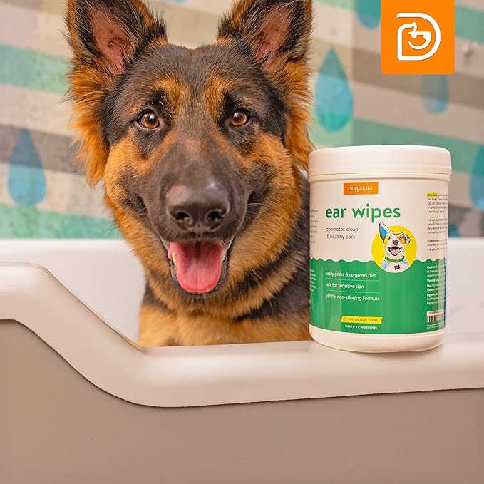 Ear Wipes and Ear Care Pro Solution for Pets | Gentle Ear Wipes (160 count) and Ear Care Solution (8oz) for Dogs and Cats | Non-Stinging Ear Duo