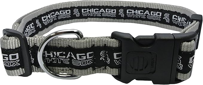 MLB Chicago White Sox Licensed PET COLLAR- Heavy-Duty, Strong, and Durable Dog Collar. Available in 29 Baseball Teams and 4 Sizes