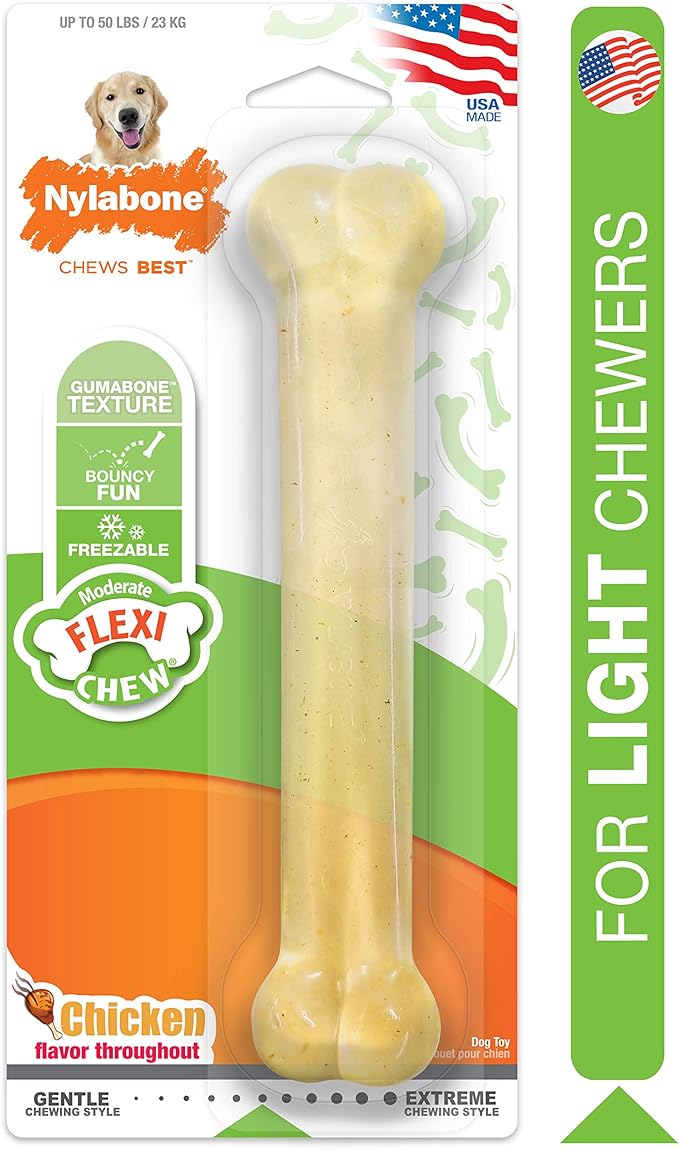Nylabone Flex Chew Moderate Dog Chew Toy Bone, Chicken Flavor, Large/Giant (1 Count)