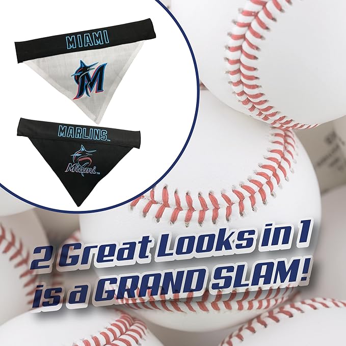 Pets First MAR-3217-L-XL MLB Dog Bandana - Miami Marlins Reversible Pet Bandana, Large/X-Large, MLB Team Color