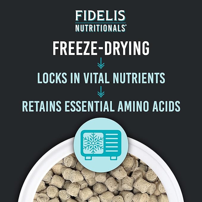 FIDELIS Freeze Dried Raw Dog Food with Superfoods for Large Dog Breeds (8 oz) - Made in USA with Cage Free Chicken, Grain-Free, High Protein for Adult or Puppy