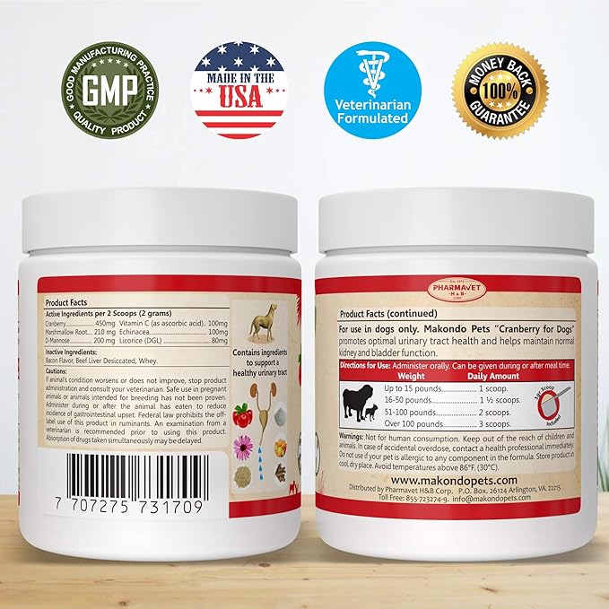 Dog Cranberry Supplement - Natural Dog UTI Treatment & Kidney Support for Dogs. Dog Supplement Powder Same as Cranberry Pills for Dogs. Puppy Supplies for Dog Pee Health - Dog Incontinence Product