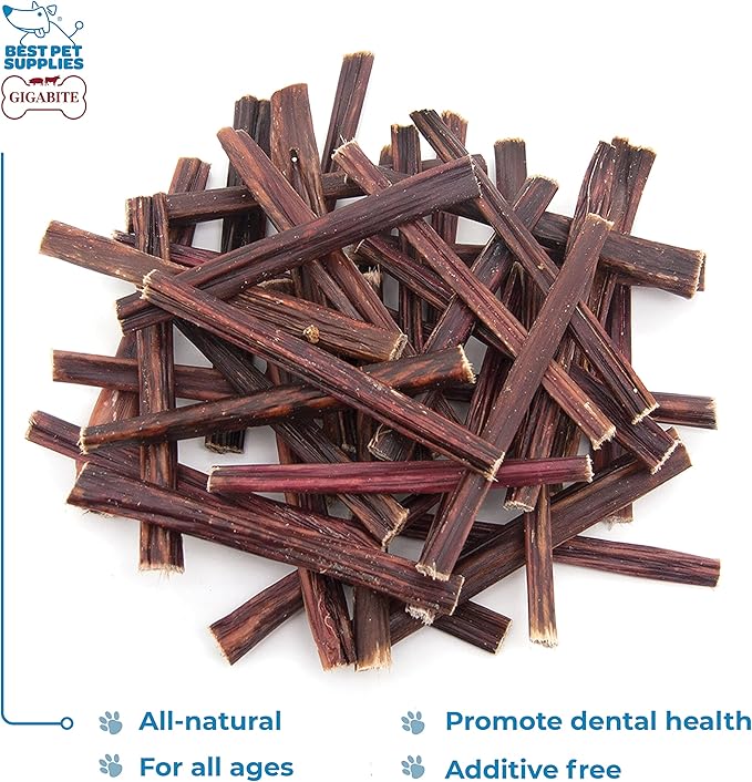 GigaBite 6 Inch Beef Gullet Jerky Sticks (100 Pack) - All Natural, Free Range Beef Esophagus Stick Dog Treat by Best Pet Supplies