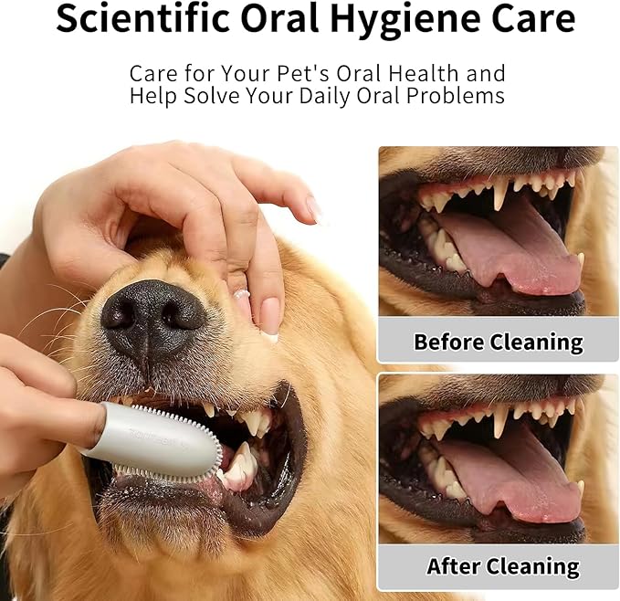 Dog Toothbrush 3 Pcs, Finger Toothbrush Dental Care for Pet, Toothbrush for Dogs Teeth Cleaning Suitable for Medium and Large Dogs