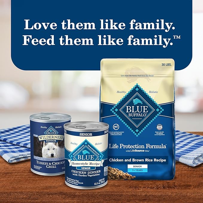 Blue Buffalo Homestyle Recipe Senior Wet Dog Food, Made with Natural Ingredients, Chicken Dinner with Garden Vegetables, 12.5-oz. Cans (12 Count)