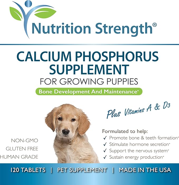 Calcium Phosphorus for Dogs Supplement, Provide Calcium for Puppies, Promote Healthy Dog Bones and Puppy Growth Rate, Dog Bone Supplement, 120 Chewable Tablets