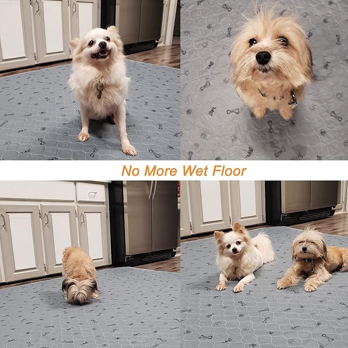 Washable pee pads for dogs, 4Pack Reusable Puppy Training Pads 34x36, Absorbent Whelping Pads with Bone Print, Non-Slip Waterproof Pet Training Pads for Couch, Crate, Potty Training