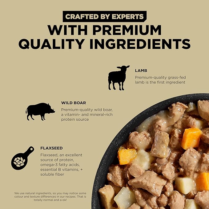 GO! SOLUTIONS Carnivore Protein Rich Wet Dog Food - Grain Free Shredded Lamb and Wild Boar - Complete & Balanced Nutrition for All Life Stages, 12.5 oz (Pack of 6)
