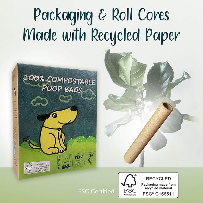 60 Count Compostable Dog Poop Bags, Extra Thick, Leak Proof, Unscented, Eco-Friendly, 9 x 13 Inches