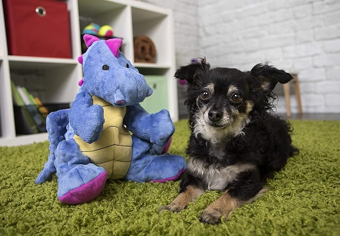 goDog Bubble Plush Dragons Squeaky Dog Toy, Chew Guard Technology - Periwinkle, Extra Large