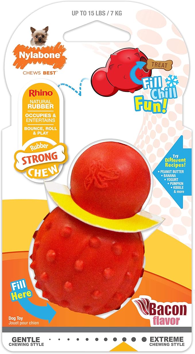 Nylabone Strong Chew Cone Stuffable Chew Toy for Dogs, Bacon Flavored Fillable Treat Toy, X-Small/Petite - Up to 15 lbs. (1 Count)