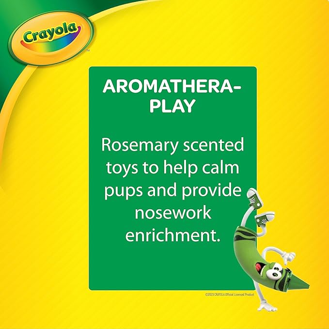Crayola for Pets Large Blue Aromathera-play Plush Squeaker Crayon Dog Toy in Pup-Visible Colors Dogs See Best, 12” Rosemary Scent, Blue Plush Crayon Rosemary Scented Dog Toy with Soothing Scents